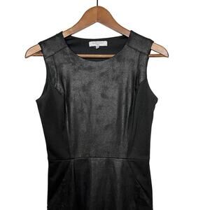 Waverly Grey Vegan Leather Sheath Dress Sleeveless Black - 4